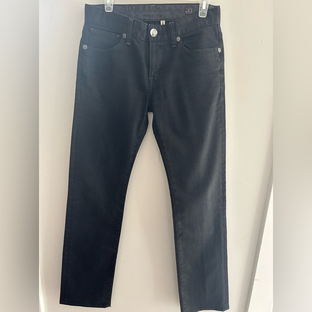 Guess Men's Black Lincoln Slim Straight Denim Jeans size 30
